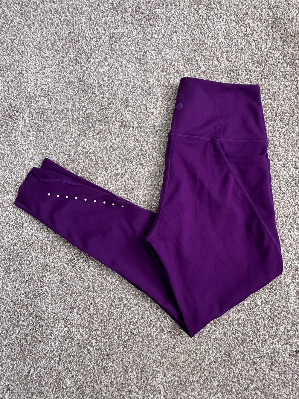 Danskin Deep Purple High-Waist Leggings with Silver Reflective Accents
